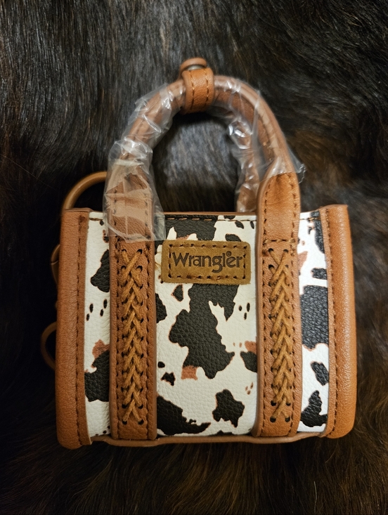 Wrangler Handbags - Wrangler Brown & White Cowhide Mini Tote